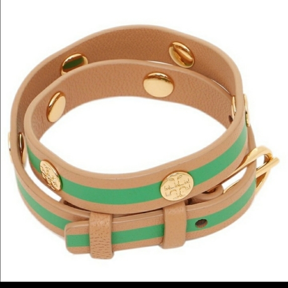 Tory Burch Preppy Green and Tan Leather Wrap Braclet 💚⭐💚⭐💚⭐ - Picture 4 of 7